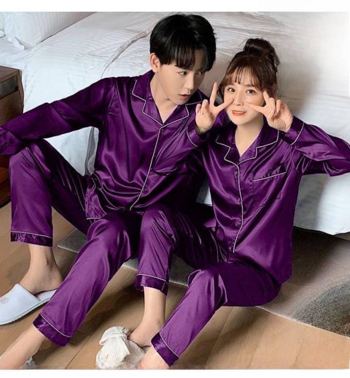 New imported Silk Couple Night Suit (Night Wear) One Suit For Men And One Suit For Women