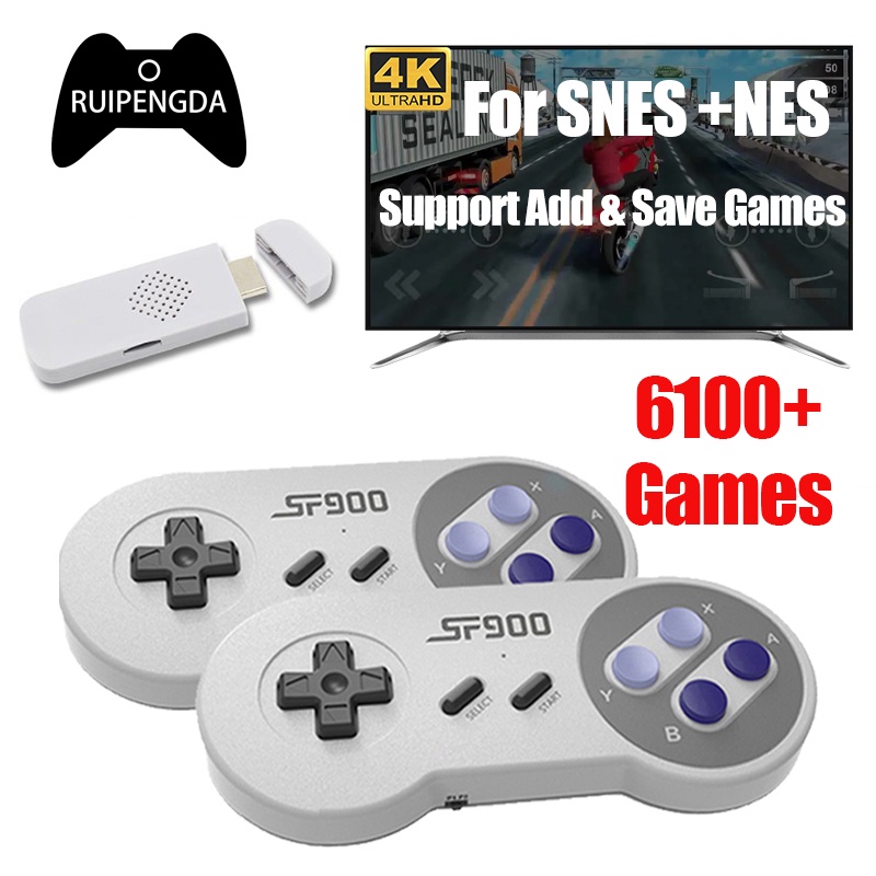 Sf900 retro video game console hd tv game stick tích hợp 6115 trò chơi handhled game player gamepad điều khiển không dây cho snes + nes a