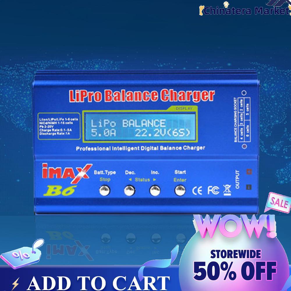 【Chinatera】IMAX B6 Lipo Balance Charger AC/DC Digital Battery Pack Charger จอแสดงผล LCD Discharge Power 5W 18V 6A สำหรับ LiPo NiMH NiCd LiFe Pb แบตเตอรี่ ราคา 599 บาท*ส่งฟรี