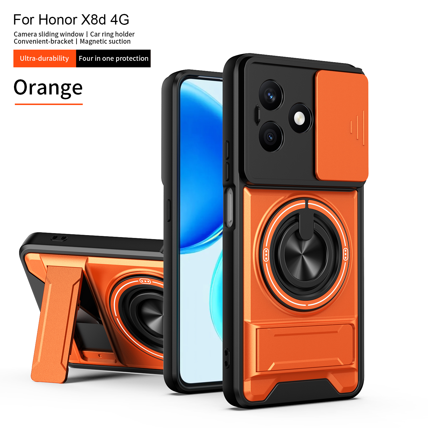 For Honor X8D Case Honor X8d Cover honor x8d Phone Case Magsafe Magnetic Fold Holder Military Armor Camera Protection Cover