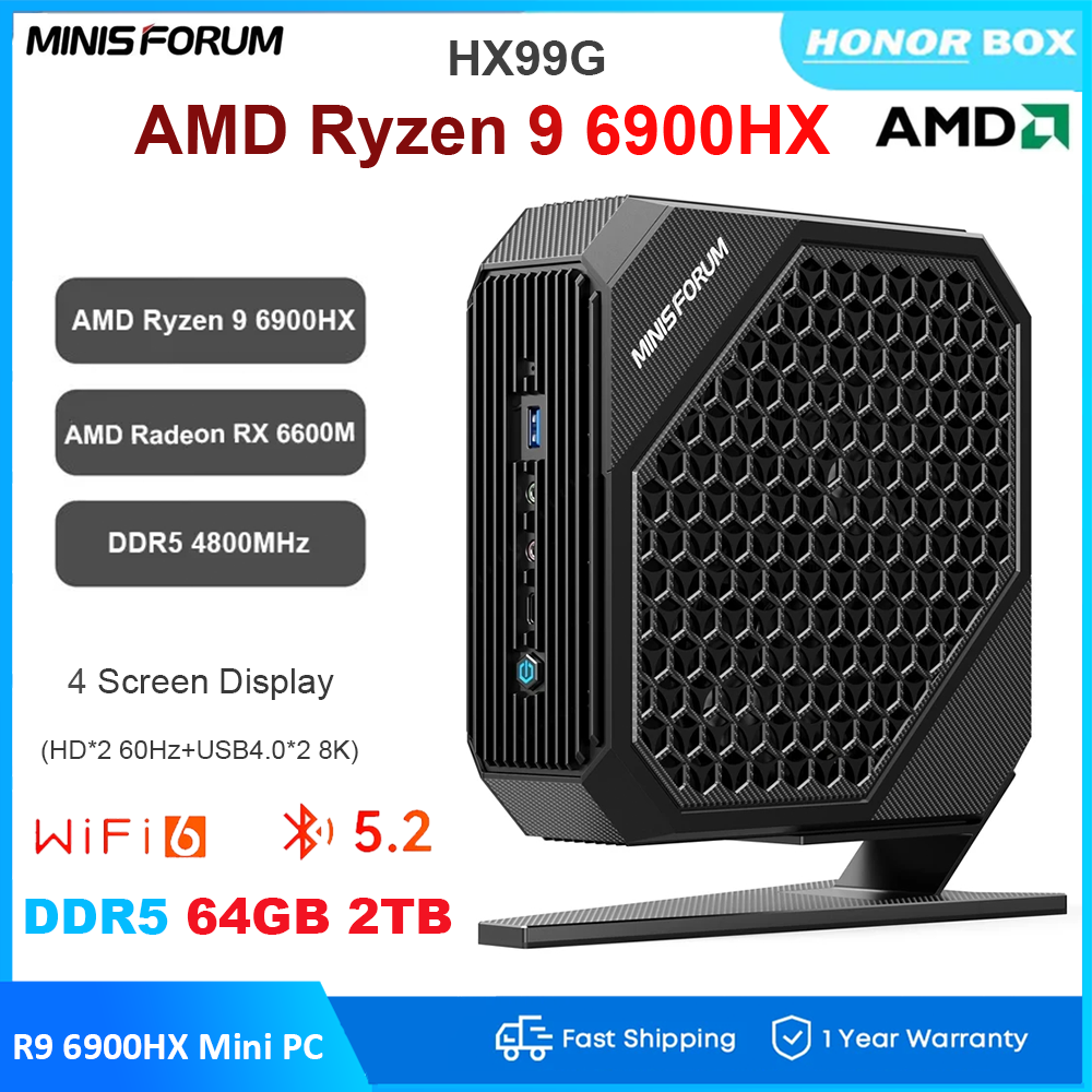 Minisforum HX99G Mini PC Windows 11 AMD Ryzen 9 6900HX Radeon RX 6600M DDR5 32GB 512GB SSD USB4 Desktop Gaming Computer ราคา 33,045 บาท*ส่งฟรี