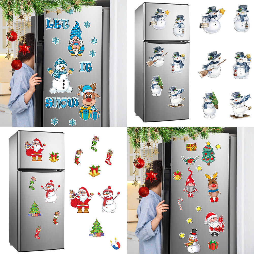 Fb Giáng Sinh Phim Hoạt Hình Nam Châm miếng dán tủ lạnh Cây Giáng Sinh tuần lộc của ông già Noel Ngư