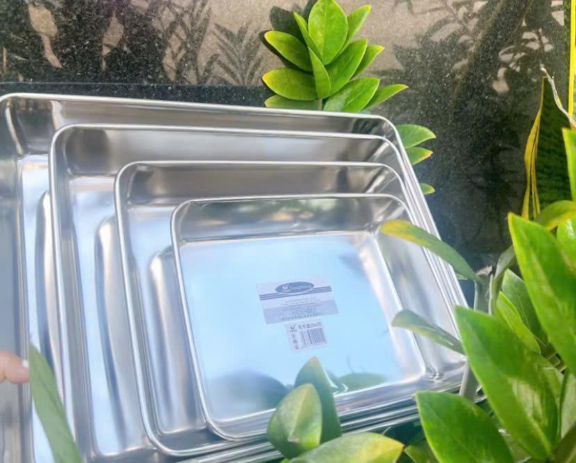 Khay khuôn inox 304 hình chữ nhật đựng thức ăn cao cấp tiện dụng nhiều size