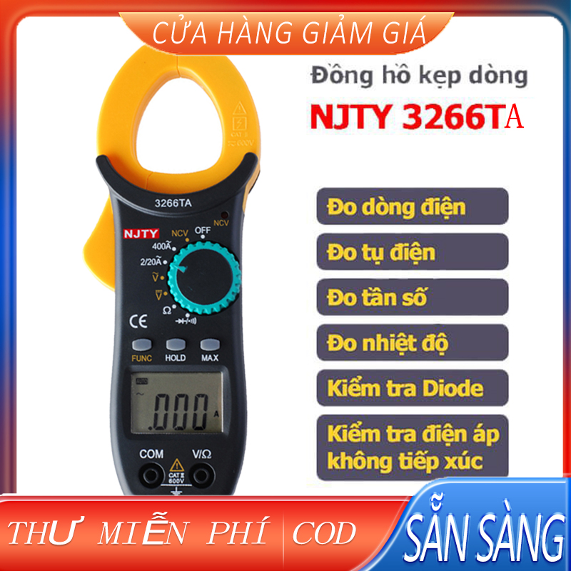 Ampe kìm dòng NJTY 3266TA đồng hồ ampe kìm ，máy đo điện áp đa năng vạn năng điện tử kẹp dòng Đo Tụ,Tần Số, Nhiệt Độ