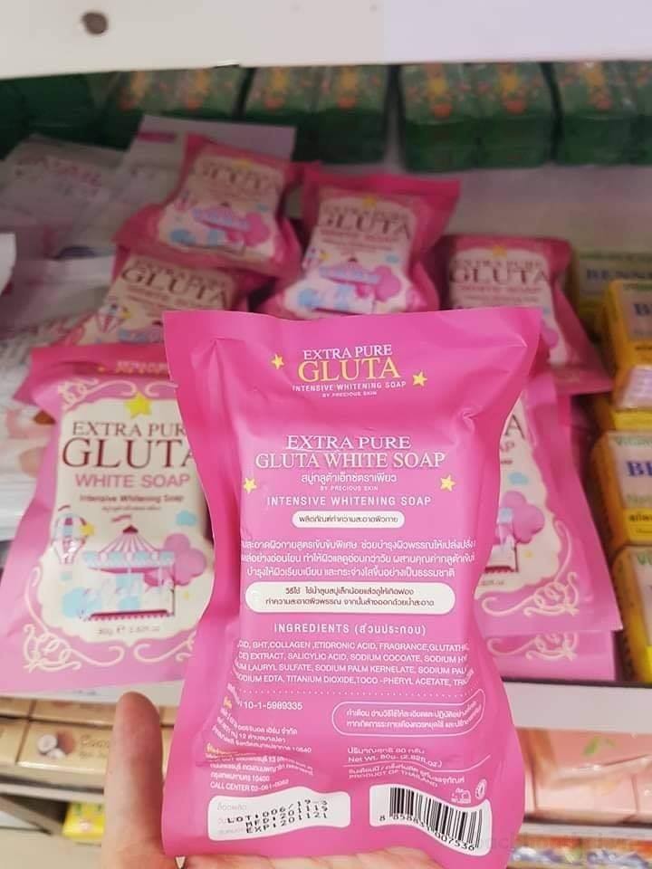xà phòng glutathione Xà Phòng Trắng Da Chuyên Sâu Extra Pure Gluta White Soap Thái Lan 80g -  Lai's Store main image 0