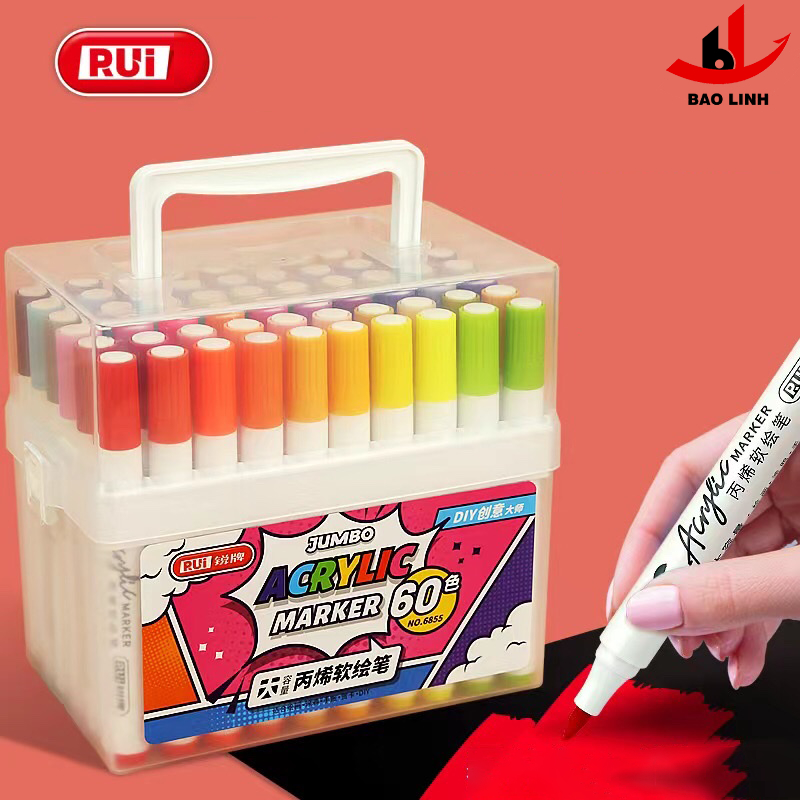 Màu marker acrylic ngòi Brush to siêu mềm mịn rui 6855