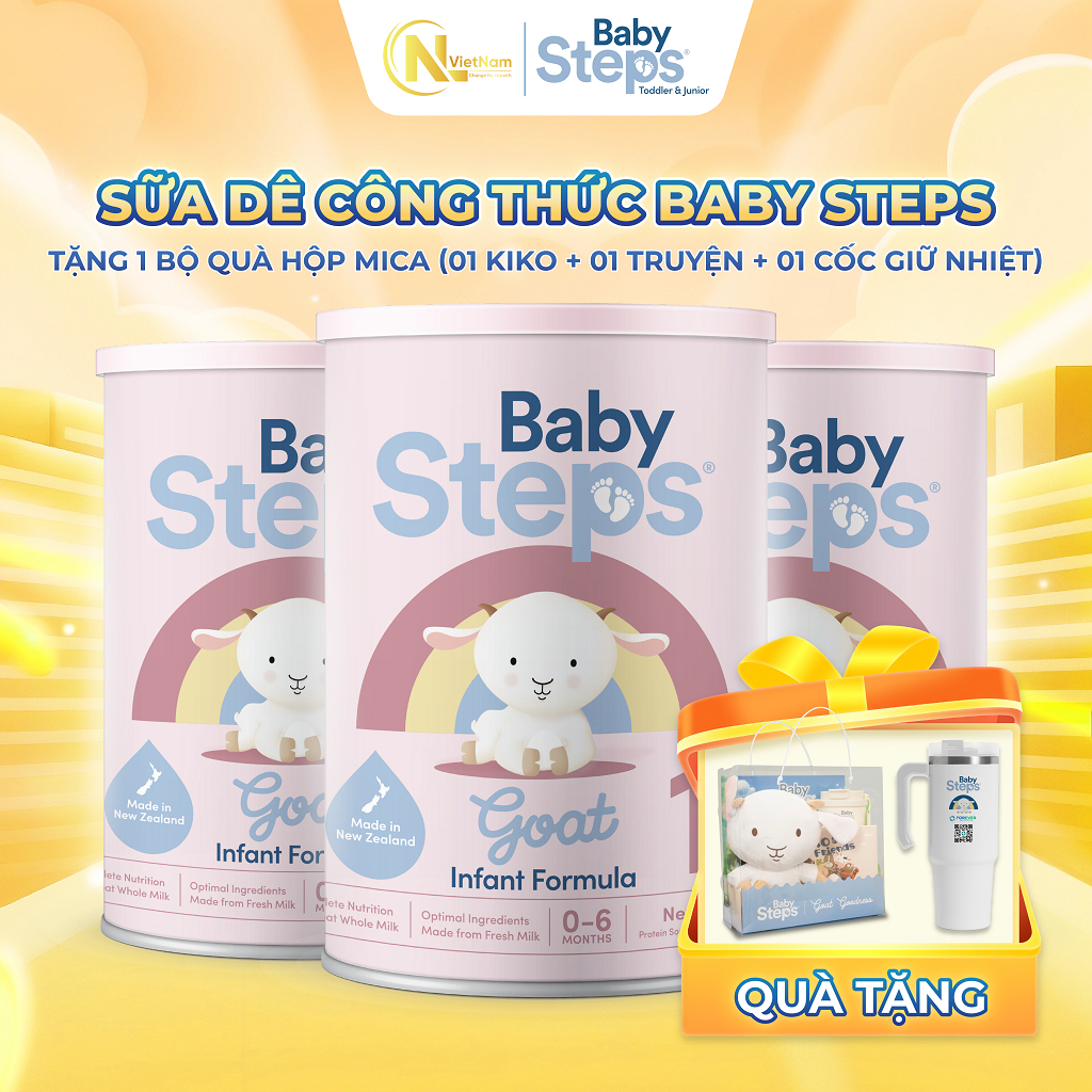 ( Kèm Quà) Combo 3 lon Baby Steps số 1 900g