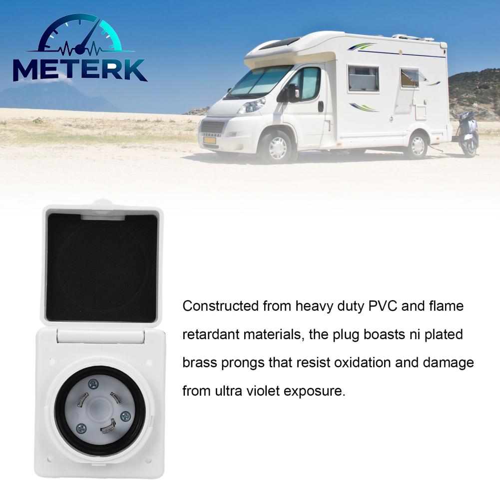 Meterk 30AMP RV Power Inlet Box PVC Casing Brass Prongs 30A Generator Inlet Box for Campers Trailers Boats NEMA L5-30P Giá 675,000 Đồng*Miễn phí vận chuyển