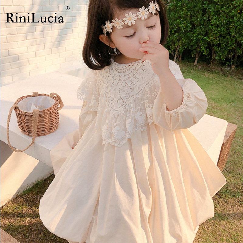 ZZOOI RiniLucia Kids Dresses for Girls Spring Girl Dress Child Baby Sweet Puff Sleeve Princess Dress Lace Dress Baby Girl Clothes ราคา 490 บาท*ส่งฟรี