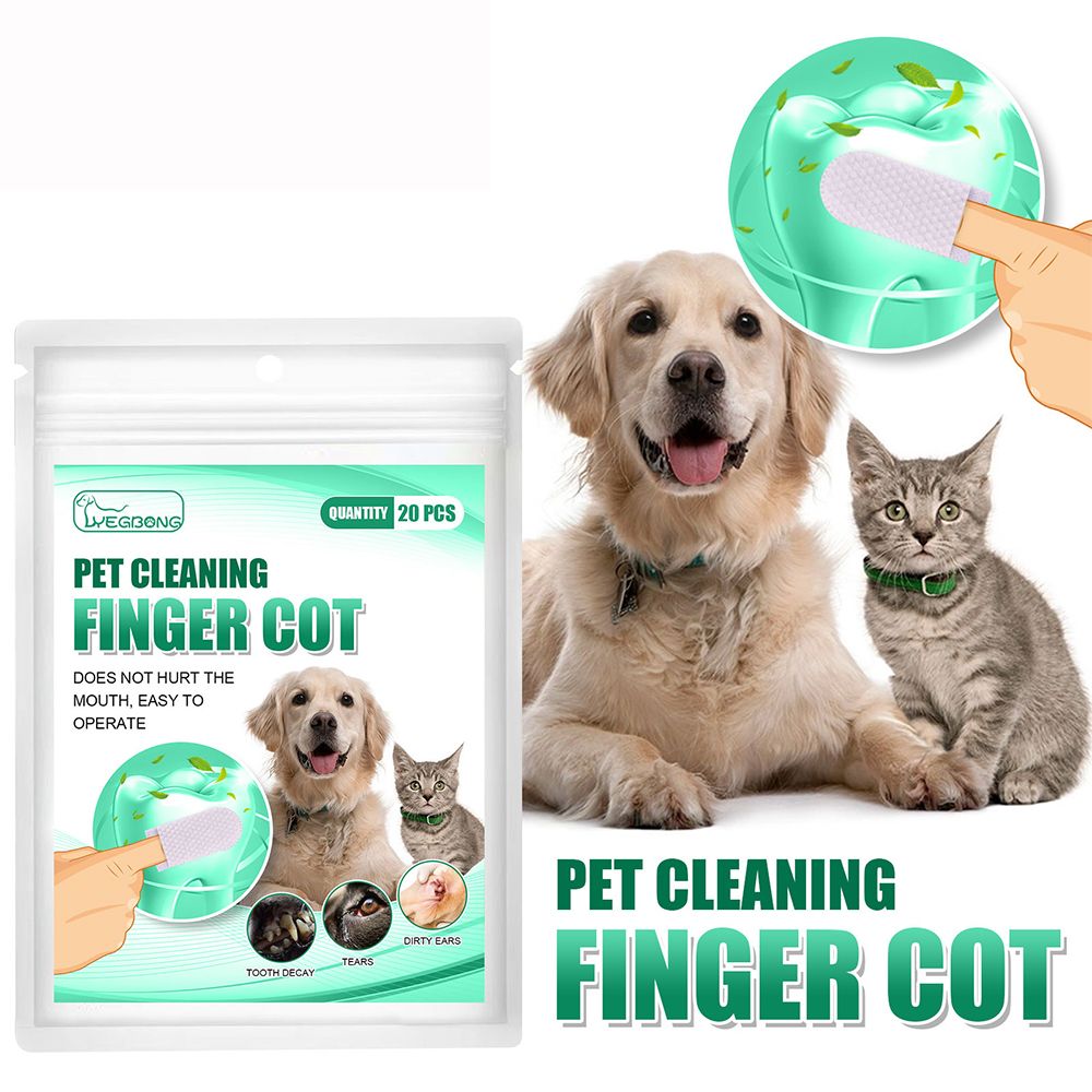 Btnm376423 20 cái/túi cho vật nuôi làm sạch thú cưng ốc tai Làm sạch làm sạch thú cưng làm sạch răng chăm sóc răng miệng Găng ngón tay ngón tay bìa