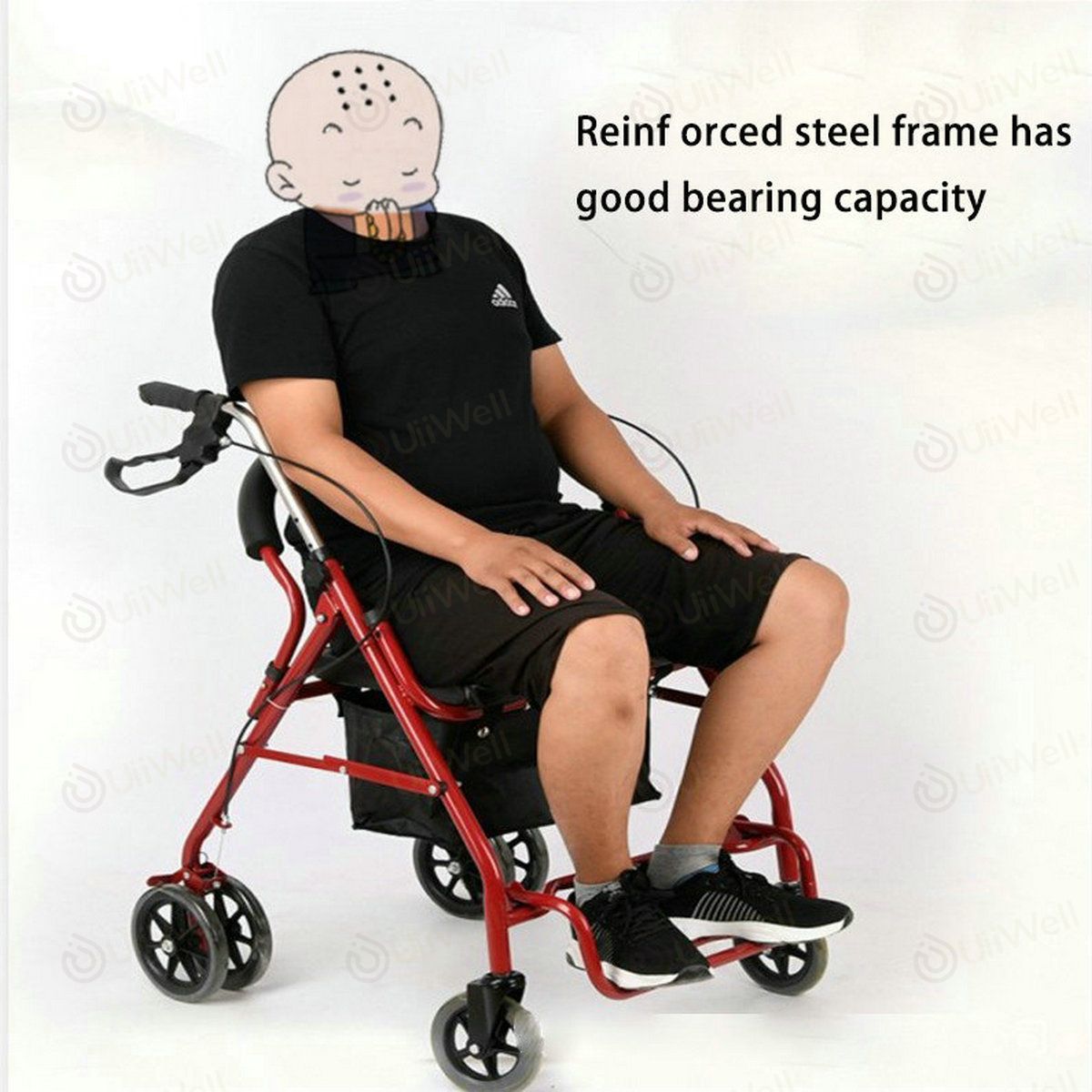 รถเข็นผู้สูงอายุ ปรับระดับได้ พับเก็บได้ มีเบรคมือเเละกระเป๋าใส่ของ รถเข็นช่วยเดินรถเข็นสำหรับผู้สูงอายุRollator ราคา 1,699 บาท*ส่งฟรี