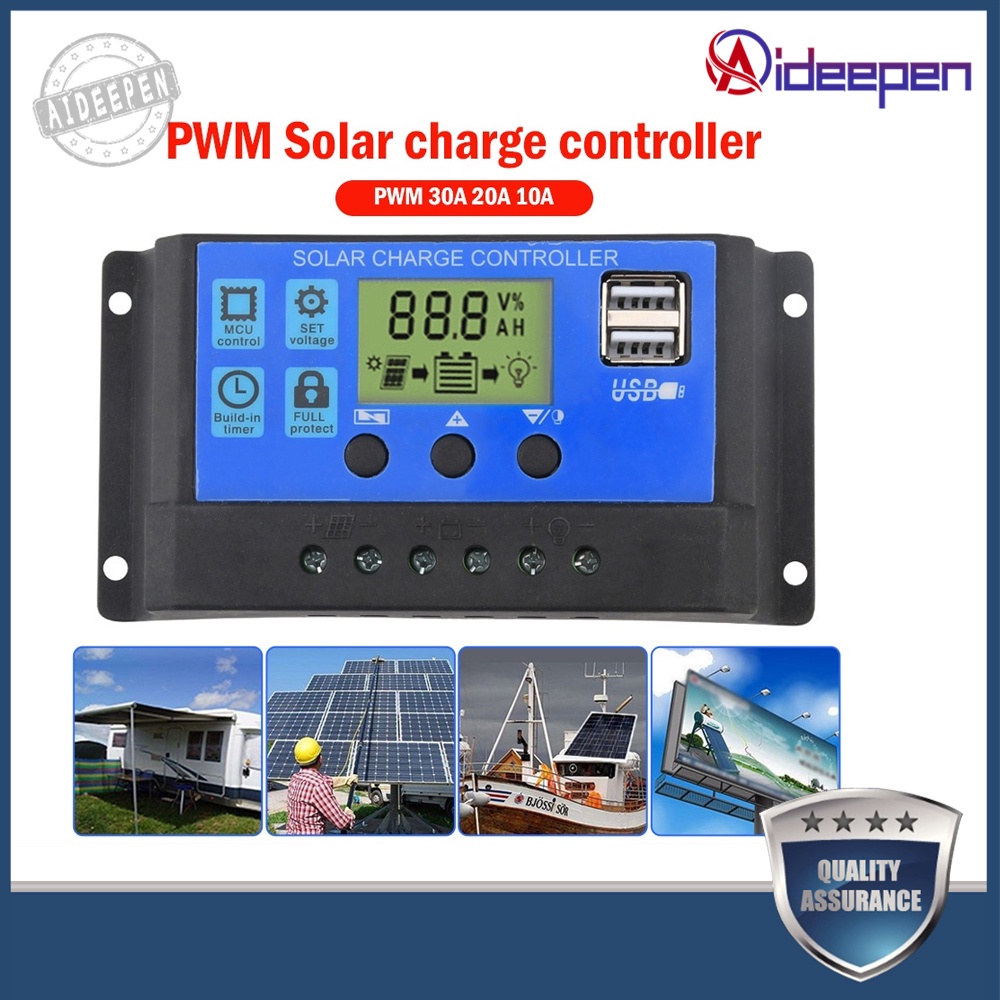 Solar charger โซล่าชาร์เจอร์ PWM 30A 12V 24V เครื่องชาร์จแบตเตอรี่พลังงานแสงอาทิตย์ จอแสดงผล LCD Solar Panel Regulator ราคา 119 บาท*ส่งฟรี