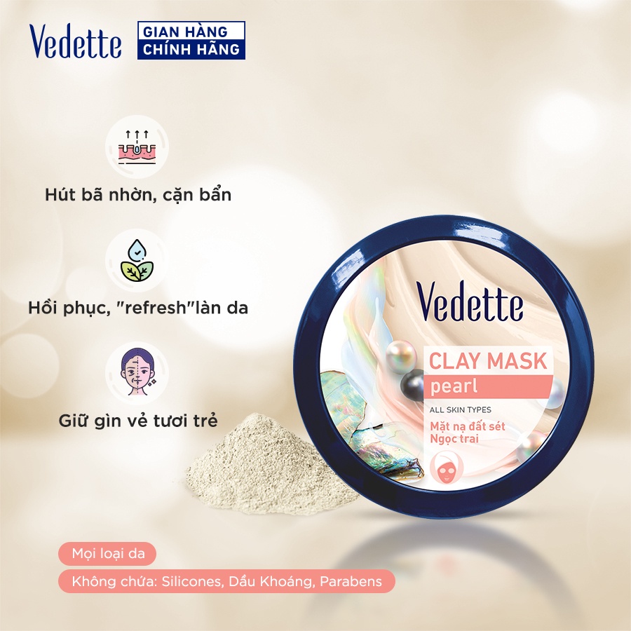 Mmặt nạ đất sét vedette ngọc trai 145g mnds-nt-hh0145
