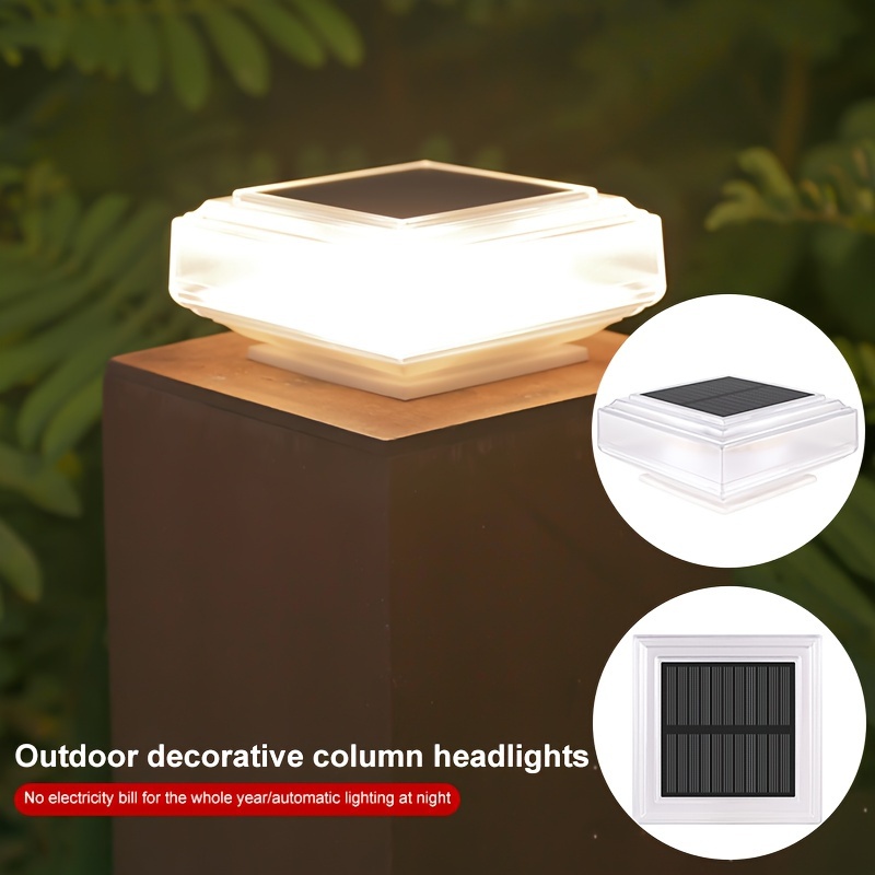 【Free Shipping】Led Solar Post Light Outdoor Waterproof Warm Pillar Lamp for Home Garden Fence Deck Gate Street Patio Landscape Decoration 户外太阳能柱头灯