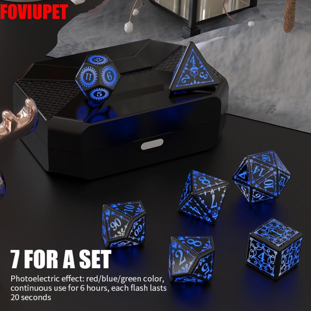 TUQIAO47503 7Pcs/set ดันเจี้ยนและมังกร ชุดลูกเต๋า LED DND ชาร์จใหม่ได้ เรืองแสงอิเล็กทรอนิกส์ส่องสว่าง ลูกเต๋าสว่างขึ้น พร้อมกล่องชาร์จ ลูกเต๋าเกมตาราง ผู้ใหญ่และผู้ใหญ่ ราคา 701 บาท*ส่งฟรี