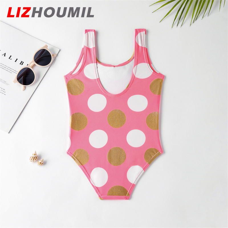 LIZHOUMIL Girls Swimsuits Sleeveless U-neck Round Polka Dot Printing Patterns Leotard Toddler Bathing Suit Swimsuit ราคา 210 บาท*ส่งฟรี