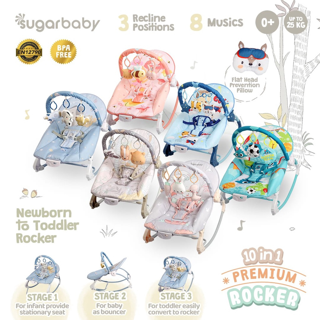 SUGAR BABY Premium Rocker 10 in 1 - SUGAR BABY Bouncer bayi