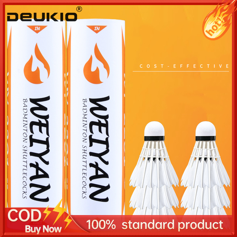 DEUKIO 6-pack badminton white goose feather durable badminton game training high quality windproof badminton ราคา 149 บาท*ส่งฟรี