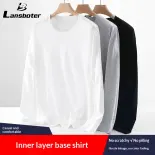 Lansboter Áo thun nam tay áo dài cổ tròn mặc bên trong thường ngày
