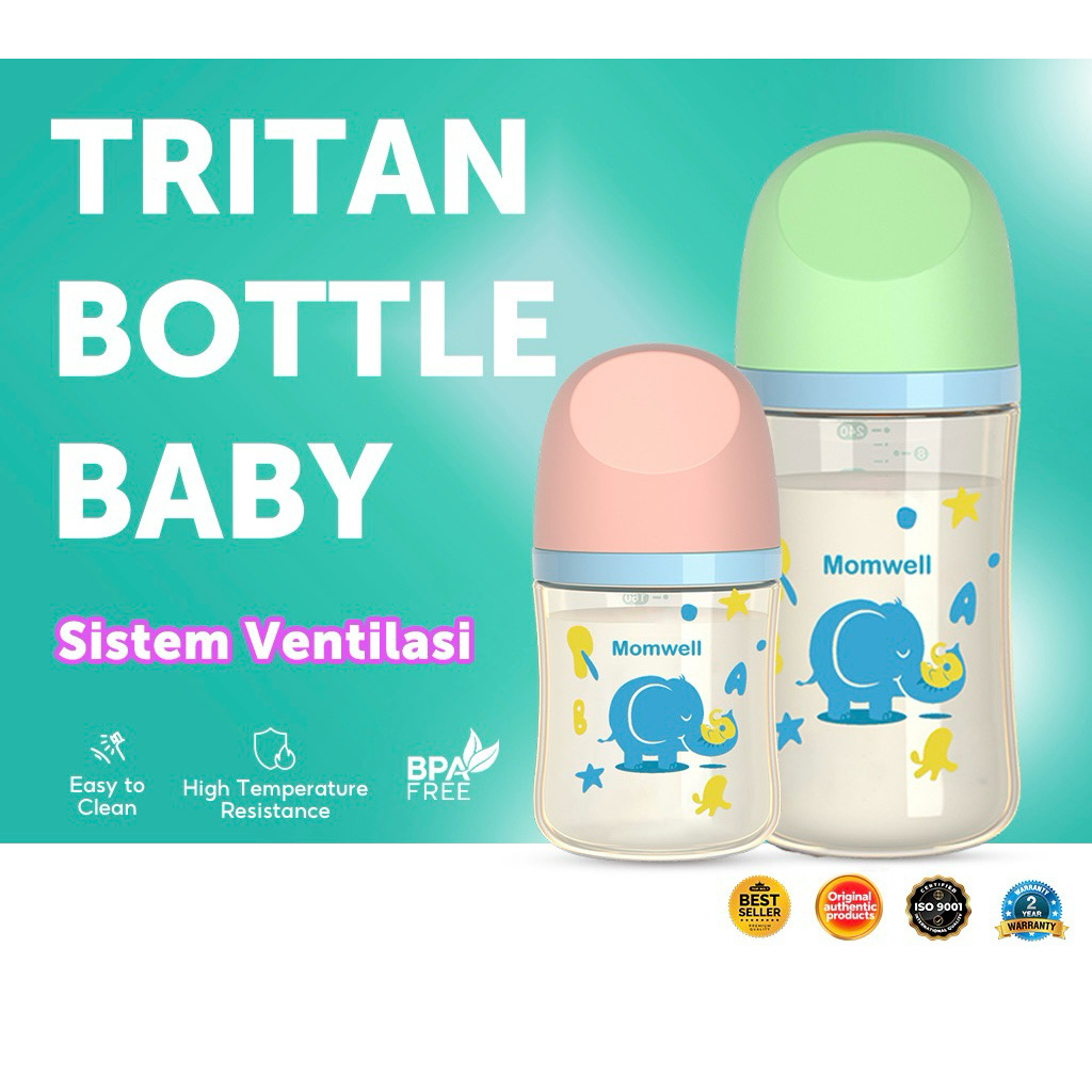 MOMWELL BOTOL SUSU BAYI TRITAN BPA FREE ANTI BOCOR 160ML & 240ML
