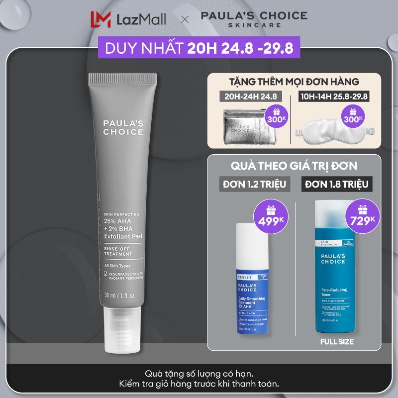 Tinh chất thay da sinh học, tái tạo tế bào mới Paula's Choice 25% AHA + 2% BHA Exfoliant Peel 30ml 9560
