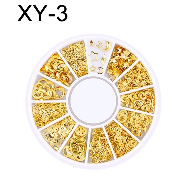 Khay tròn 12 ô charm kim loại vàng XY trang trí móng