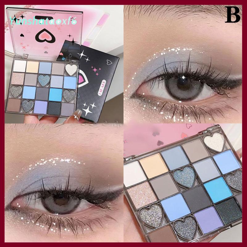 yunshataoxf Dikalu người yêu Eyeshadow Palette mát mẻ săn chắc Matte ánh sáng Ngọc Trai Sáng bóng màu đen màu hồng Smokey màu xanh Punk kim loại bóng mắt trang điểm - 5