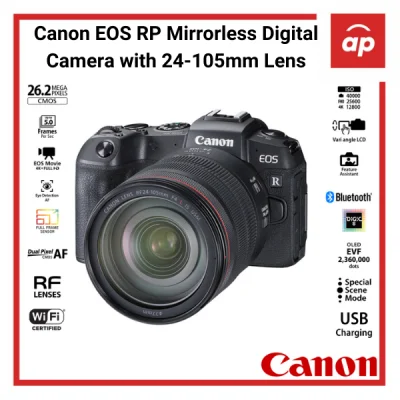 (12 + 3months Warranty) Canon EOS RP Mirrorless Digital Camera with 24-105mm Lens + Freegifts