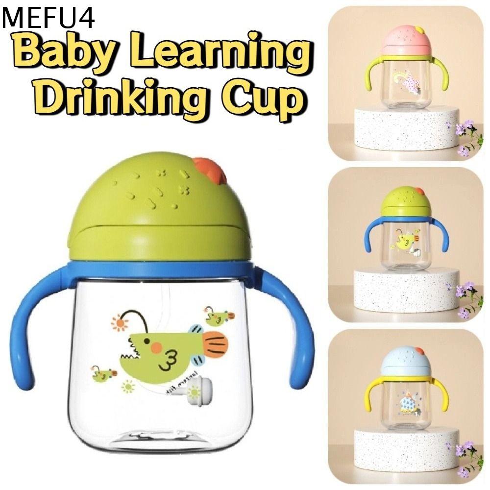 MEFU4 280ml Bình sữa cho bé Chống rò rỉ Dễ thương Cốc uống nước cho bé học uống Đường kính rộng Động vật hoạt hình Cốc tập uống cho trẻ sơ sinh Ngoài trời
