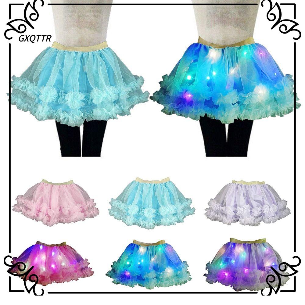 GXQTTR Giáng sinh Váy nhảy Thắp sáng Đồ dùng tiệc tùng Tutu phát sáng Thời trang Đèn LED Váy tutu Trẻ em