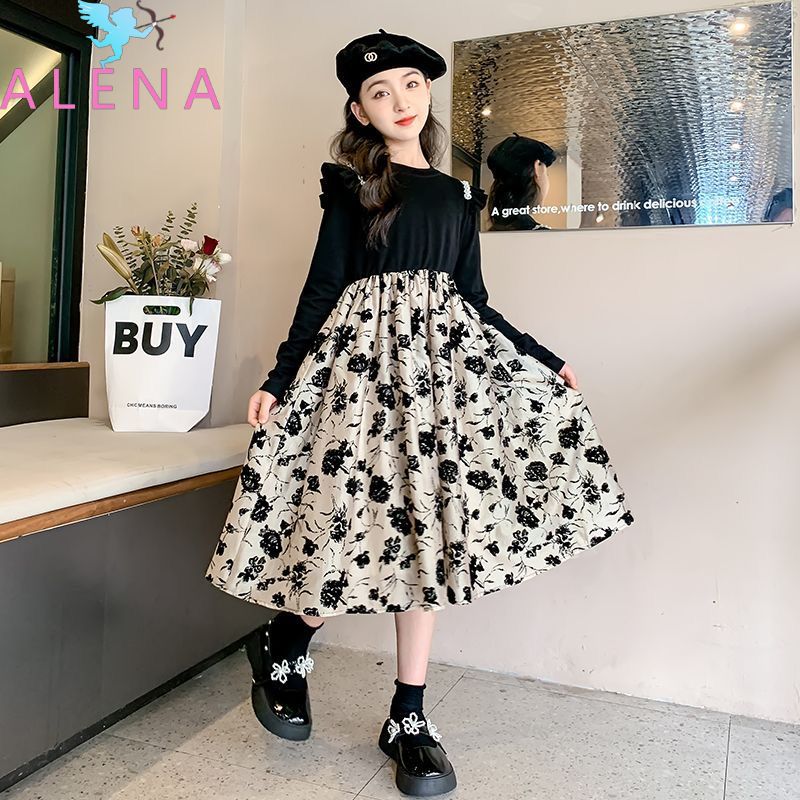 ALENA 🧡🧡🧡  Váy Cho Bé Gái Thời Trang Xuân Thu Váy Dài Tay Cho Bé Gái Mặc Mùa Thu Váy Hoa Váy Công Ch
