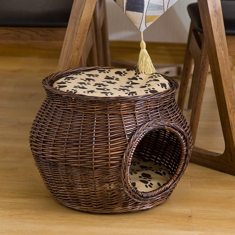Rattan Cat Nest Kennel Wicker Weavings Cat House Tidy Cats Bormey Small Dogs Kennel Cat Cage Four Seasons Universal By Taobao Collection.