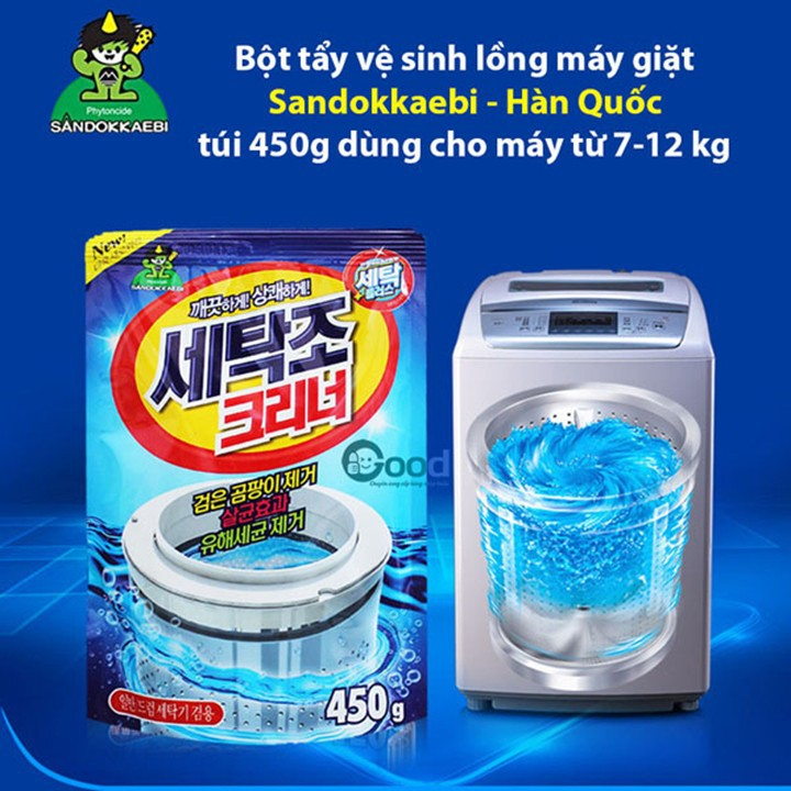 Bột Tẩy Lồng Máy Giặt Hàn Quốc SANDOKKAEBI - Bột Vệ Sinh Lồng Máy Giặt Hàn Quốc Chính Hãng Nội Địa Hàn Quốc 세탁조크리너(산도깨비)