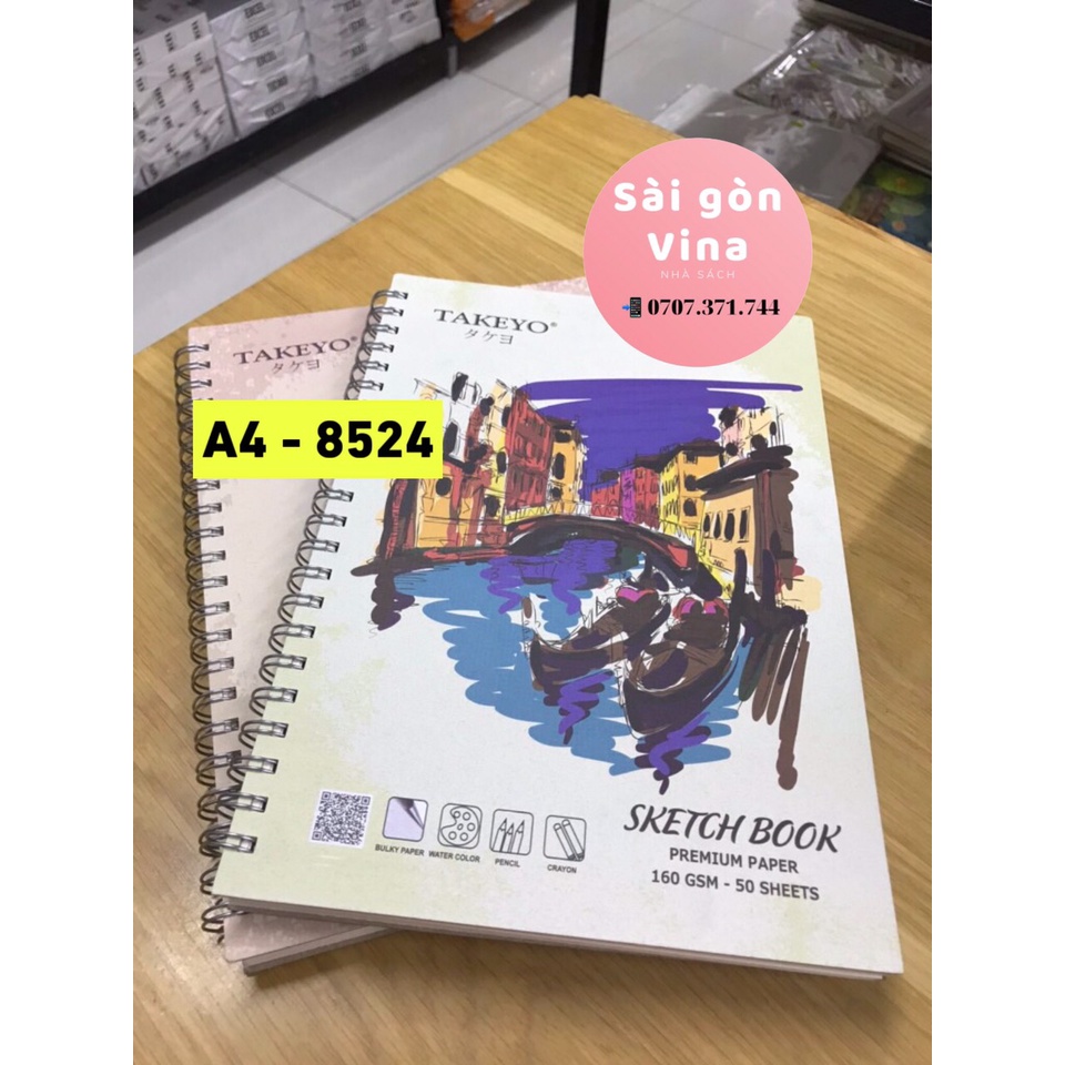 Sổ lò xo vẽ takeyo a4 50tờ định lượng160gsm 8524