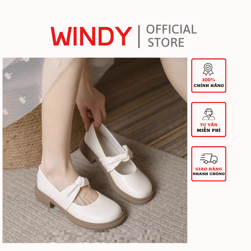 Giày búp bê lolita windy quai nơ ú da mềm êm chân bb-0210