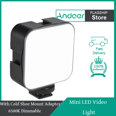 Andoer Mini LED Video Light Photography Fill-in Lamp 6500K Dimmable 5W with Cold Shoe Mount Adapter for Canon Nikon Sony DSLR Camera