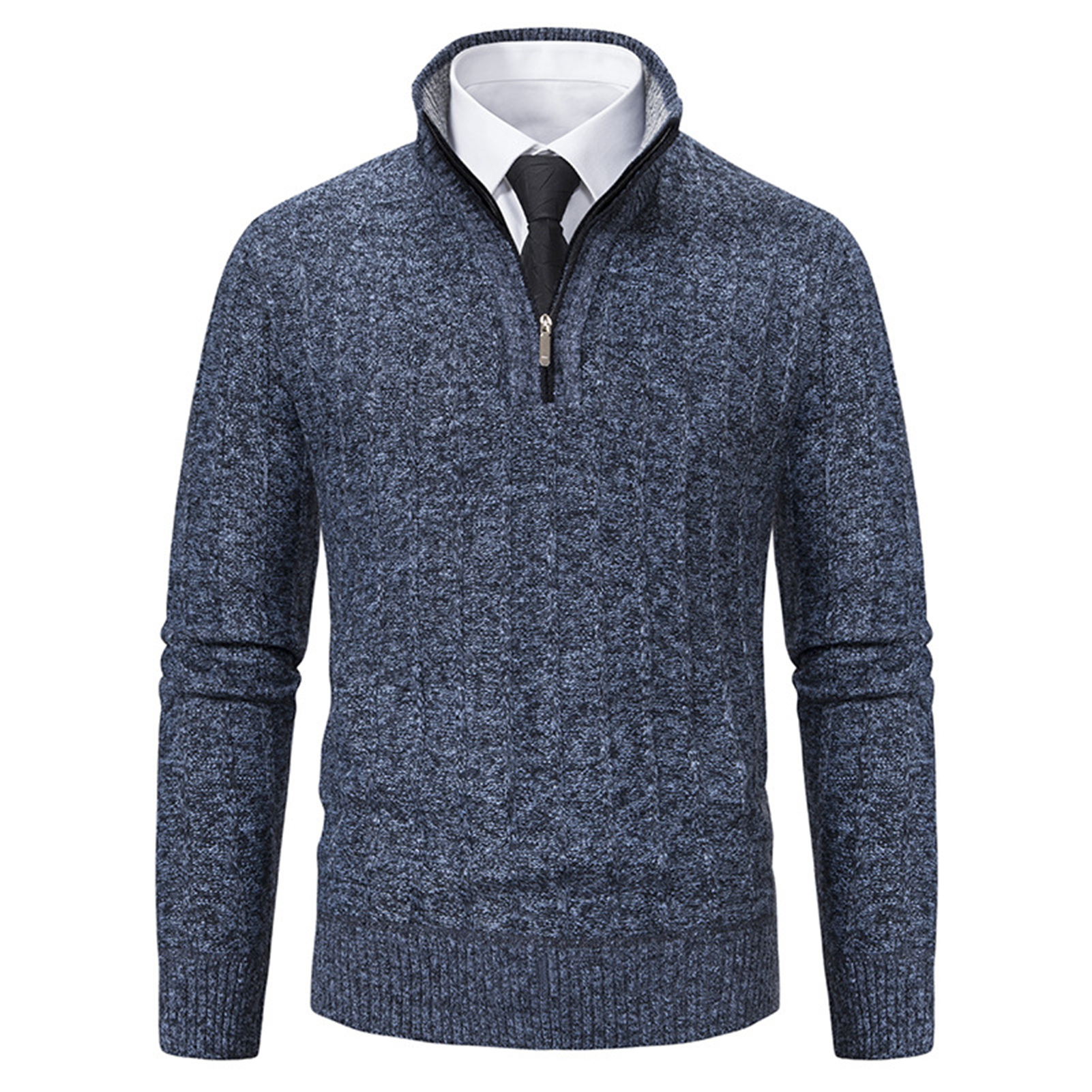 FCO MALL Gemütlicher Polyester-Pullover für Herren, einfarbiger Pullover, Herren-Winterpullover mit Reißverschluss-Design und dicker Wärme, Perfect387_voghion.com