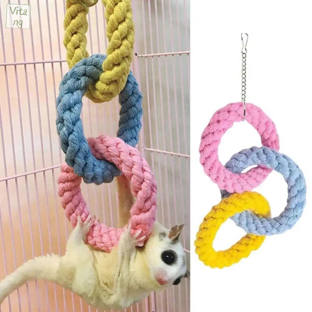 VITANG Chống nhai Đồ chơi dây leo cho hamster Tự làm Được làm thủ công Đồ chơi lồng treo Câu đố Đầy màu sắc Đồ chơi đu dây cho chim Phụ kiện lồng