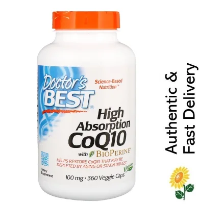 [In-Stock] Doctor's Best, High Absorption CoQ10 with BioPerine, 100 mg, 360 Veggie Caps [Heart Supplement]