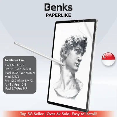 [SG] Benks Paper-like Matte Film Screen Protector, Compatible with Apple iPad Air 4 / 10.2 / Mini 6 5 4 /Pro 11/ 12.9 / Air 3/9.7/Pro 9.7/Air 2/1-Write, Draw and Sketch on an iPad That Feels Like Paper