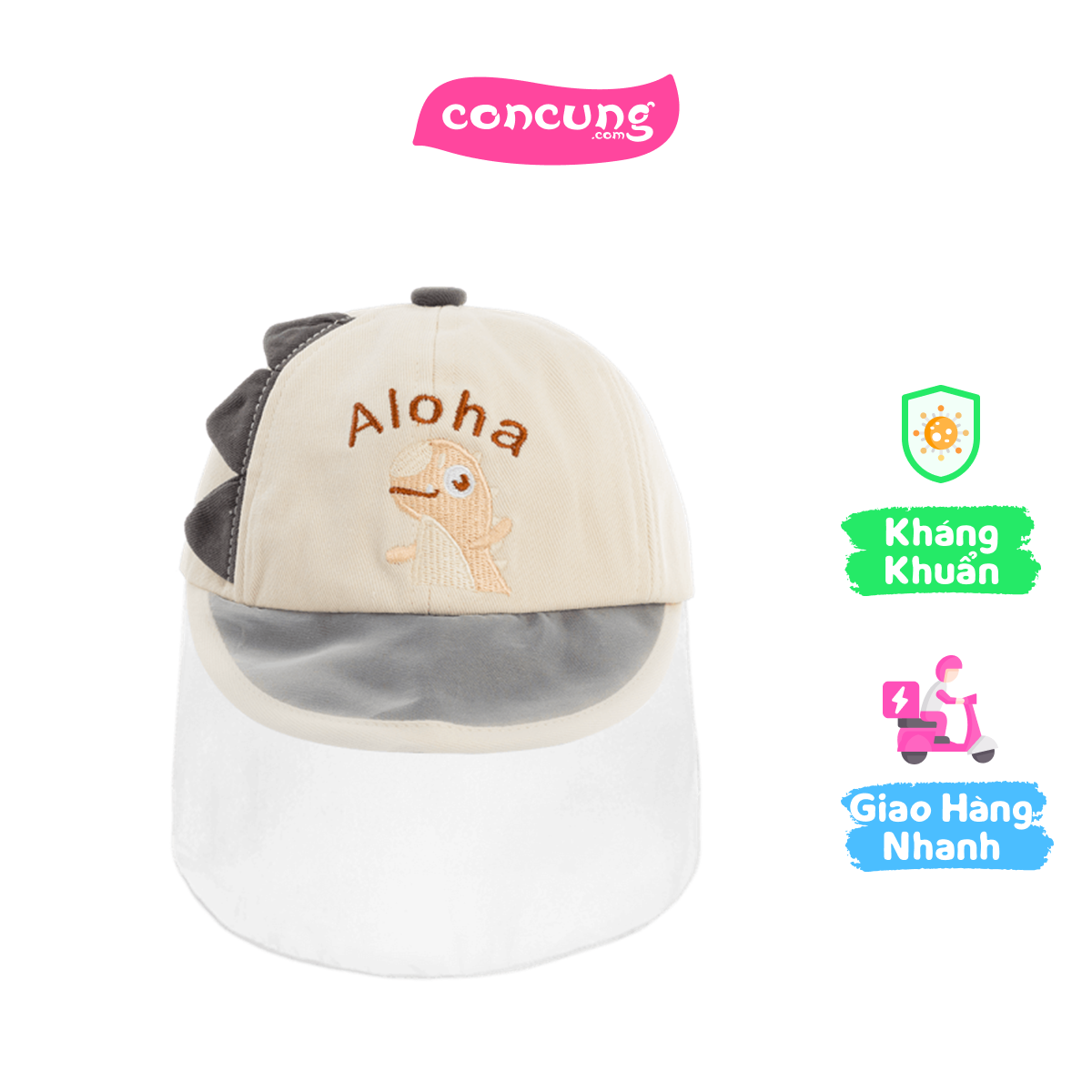 Nón lưỡi trai khăn voan bé trai 0-12M Animo A2506_MN036 (46cm,Xám-Kem)