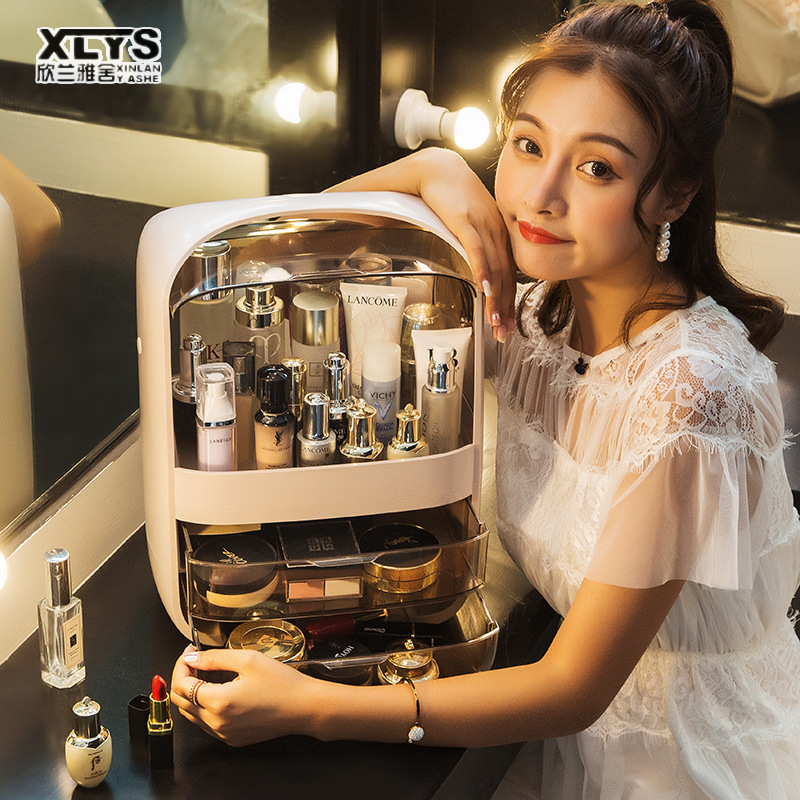 XINLANYASHE Hộp lưu trữ hộp lưu trữ hộp lưu trữ ngăn kéo hộp lưu trữ mỹ phẩm hộp lưu trữ máy tính để bàn dung lượng lớn hộp lưu trữ sản phẩm chăm sóc da chống bụi Có Nắp