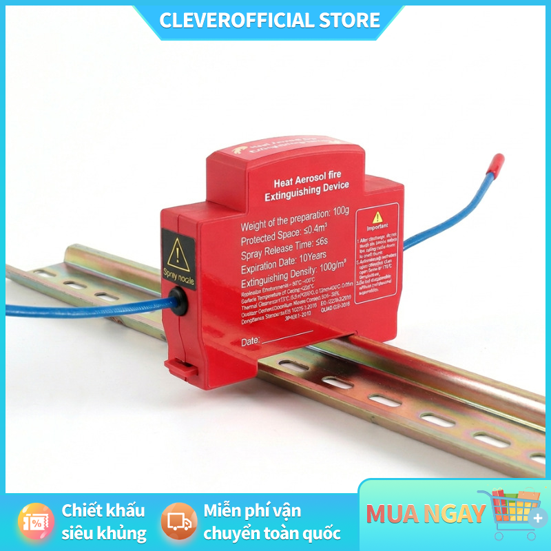 ⚡Miễn Phí Vận Chuyển⚡Bộ Chống Cháy Tự Động Tủ Điện DIN Rail – Dùng Cho Tủ Điện, Hộp Phân Phối, Ngăn Động Cơ Thiết Kế 2 Dòng, Không Ô Nhiễm