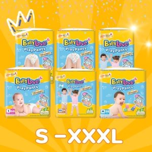สินค้า [โฉมใหม่ ] BabyLove Playpants Premium, เบบี้เลิฟ, Baby Love, ผ้าอ้อมเด็กสำเร็จรูป, ผ้าอ้อม, แพมเพิส, เบบี้เลิฟ, Baby Love, BabyLove Nano, เพลย์แพ้น S M L XL XXL XXXL (ห่อ)