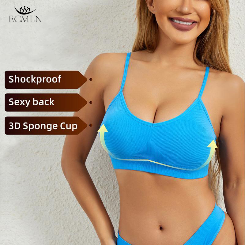 ECMLN Women's Sports Bra Padded Strappy Support Yoga Bra for Workout Fitness S-XL ราคา 78 บาท*ส่งฟรี