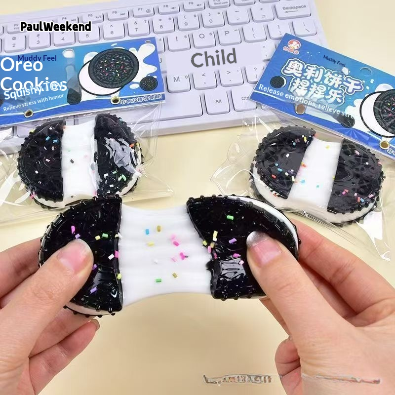 PaulWeekend TPR Soft Stress Relief Toy Oreo Shape Squishy Anti-Stress Fidget Sensory Play for Adults and Teens ราคา 29 บาท*ส่งฟรี