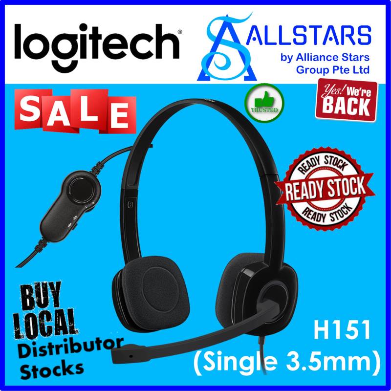 (ALLSTARS : We are Back / Headset Promo) LOGITECH Black H151 Stereo Headset (981-000587) / Single 3.5mm Jack (Warranty 1year with local distributor) Singapore