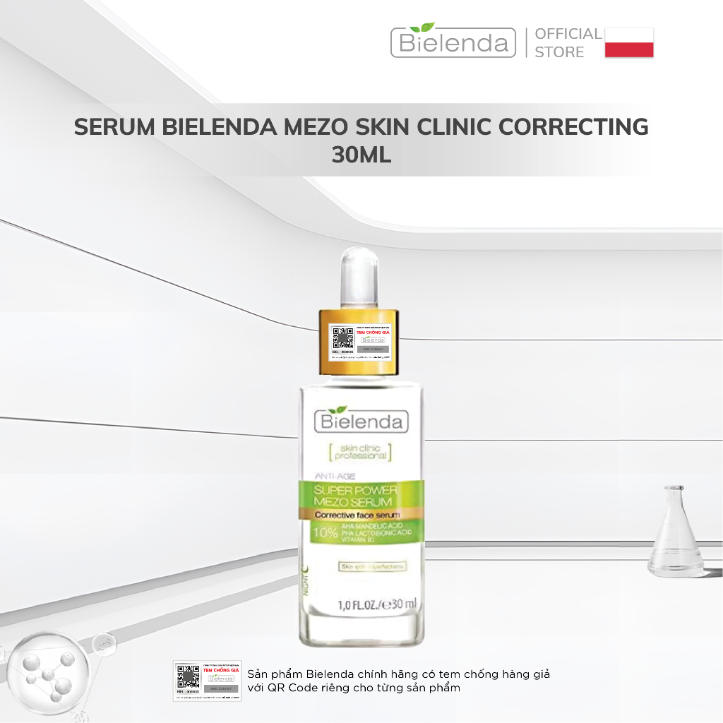 Serum hỗ trợ ngừa mụn, mờ thâm, căng bóng da Bielenda Mezo Skin Clinic Correcting 30ml