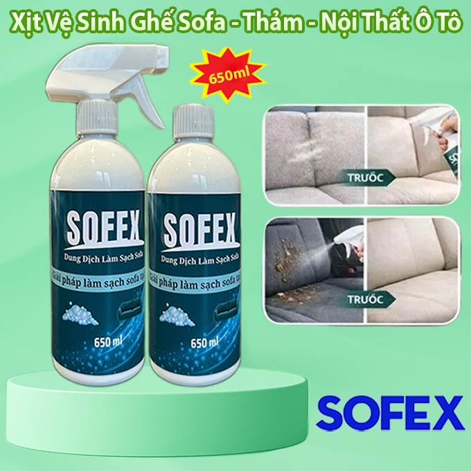 Xịt Vệ Sinh Sofa, Thảm, Nội Thất Ô Tô SOFEX 650ml – Làm Sạch Ghế Sofa, Thảm, Nệm, Khử Mùi Hiệu Quả