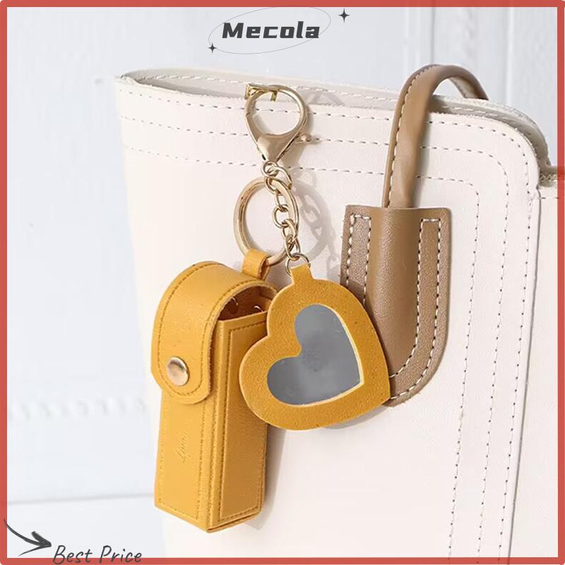 [Mecola] Flash Sale màu trơn túi Son môi cầm tay Ví có móc khóa túi lưu trữ mini cho nữ Vỏ bảo vệ son môi có gương trang điểm loại nhỏ
